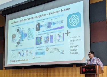 Photo of Dr. Himel Mallick presenting at the American Statistical Association Nonclinical Biostatistics Conference